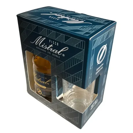 PISCO MISTRAL 35º 750 ML + VASO MISTRAL